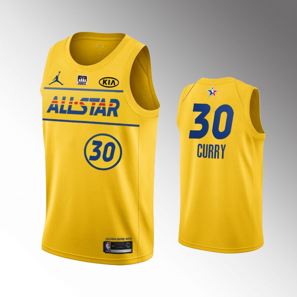 #30 Stephen Curry Golden State Warriors 2021 All-star Curry Jersey Gold