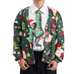 Christmas Monkey Novelty Tie - Funny Animal Tie, Holiday Gift, Taffeta Silk