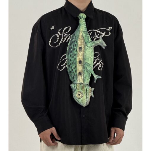 Animals Tie Shaped Novelty Tie, Chameleon Shaped Tie, Vintage Holiday Gift, Tie Gift, Tie Accessories - Image 2