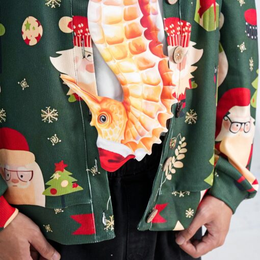 Christmas Novelty Seahorse Tie - Orange Animals Shape Necktie - Funny Holiday Gift for Men - Image 5