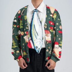 Christmas Novelty Tuna Tie - Animals Fish Shape in Taffeta Silk - Funny Holiday Gift for Men