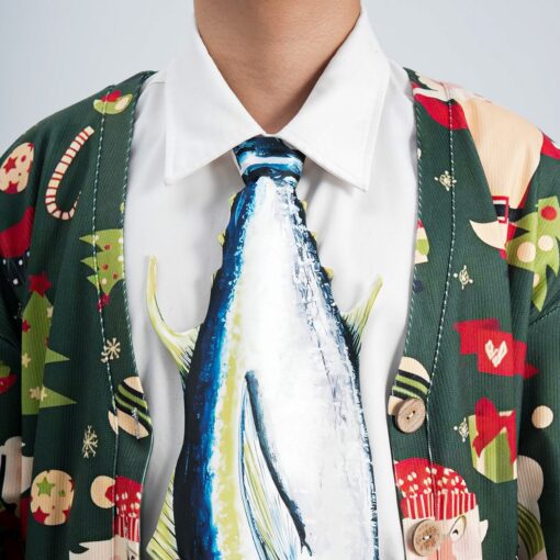Christmas Novelty Tuna Tie - Animals Fish Shape in Taffeta Silk - Funny Holiday Gift for Men - Image 5
