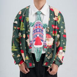 Christmas Novelty Tie - Alligator Shape in Taffeta Silk - Funny Holiday Gift for Men