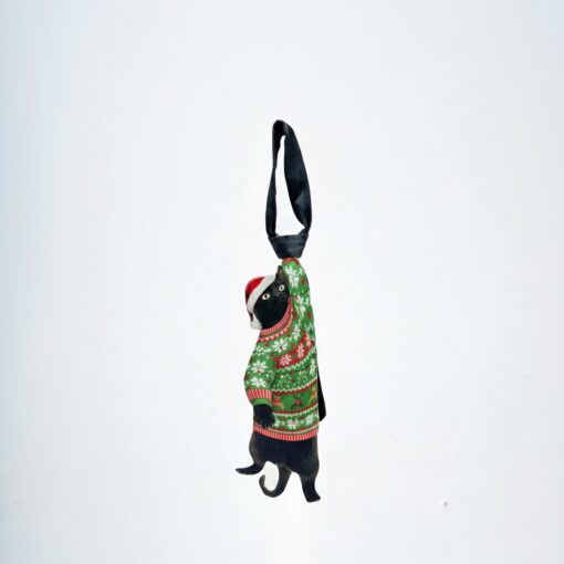 Christmas Novelty Noel Cat - Shaped Tie - Noel Cat Design In Taffeta Silk  - Funny Gift for Men - Tie Accessories - Image 2
