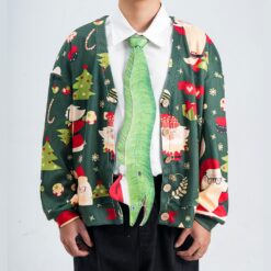 Christmas Novelty Fish-Shaped Tie - Green Eel/Sea Fish Design - Funny Gift for Men - Tie Accessories