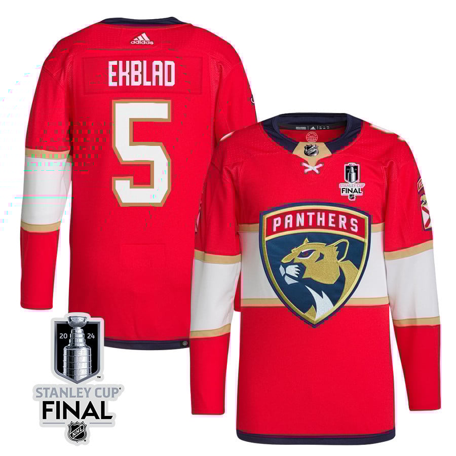Aaron Ekblad 5 Florida Panthers 2024 STANLEY CUP Final Home Breakaway Jersey - Men, Red - JS607 