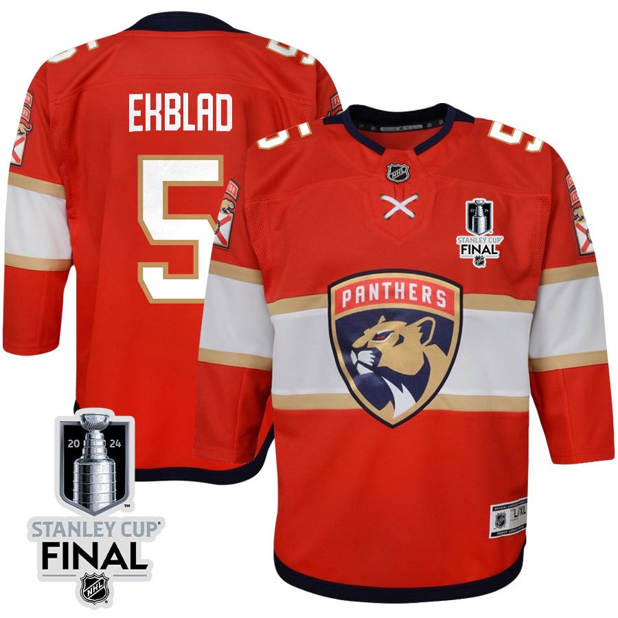 Aaron Ekblad 5 Florida Panthers 2024 STANLEY CUP Final Youth Home Breakaway Jersey - Red - JS553 