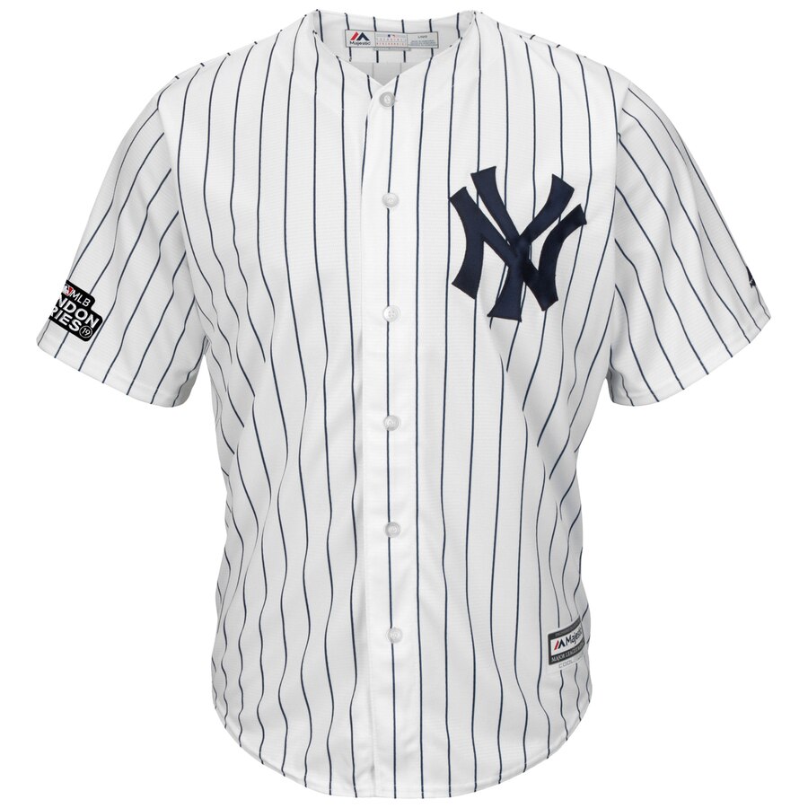 Alternative view of Aaron Judge New York Yankees Majestic 2019 London Series Cool Base Player Jersey - White Navy