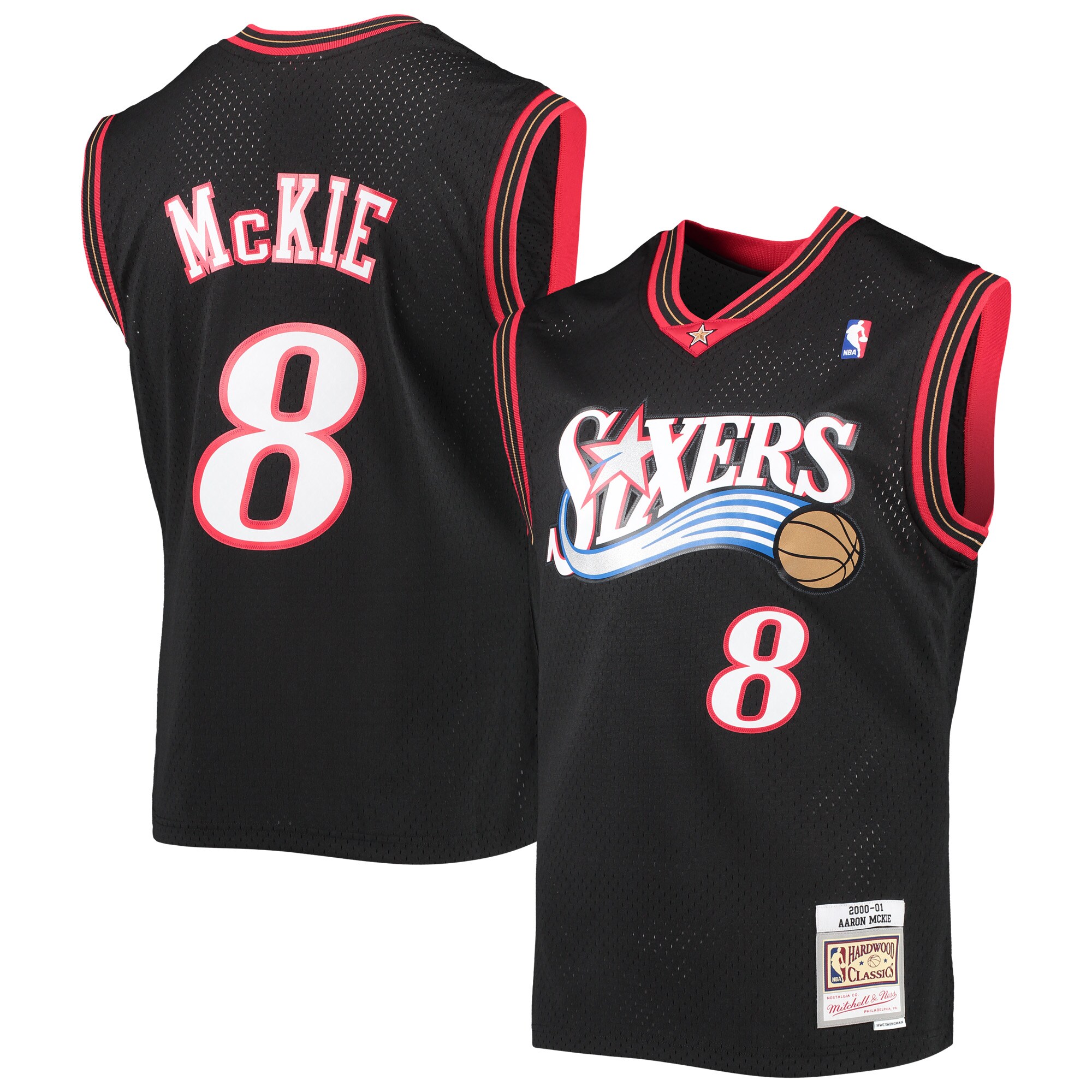 Alternative view of Aaron Mckie Philadelphia 76ers Mitchell & Ness 2000-01 Hardwood Classics Swingman Jersey - Black