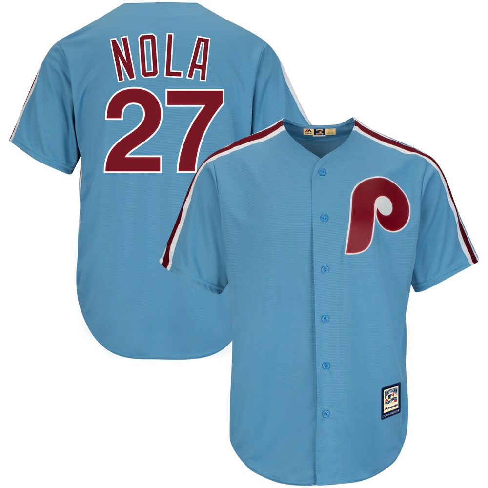Aaron Nola Philadelphia Phillies Majestic Alternate Official Cool Base Cooperstown Player Jersey - Light Blue