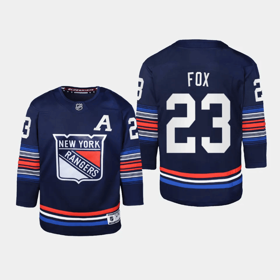 Alternative view of Adam Fox 23 New York Rangers 2024 Alternate Third Youth Jersey - Navy - JS381 