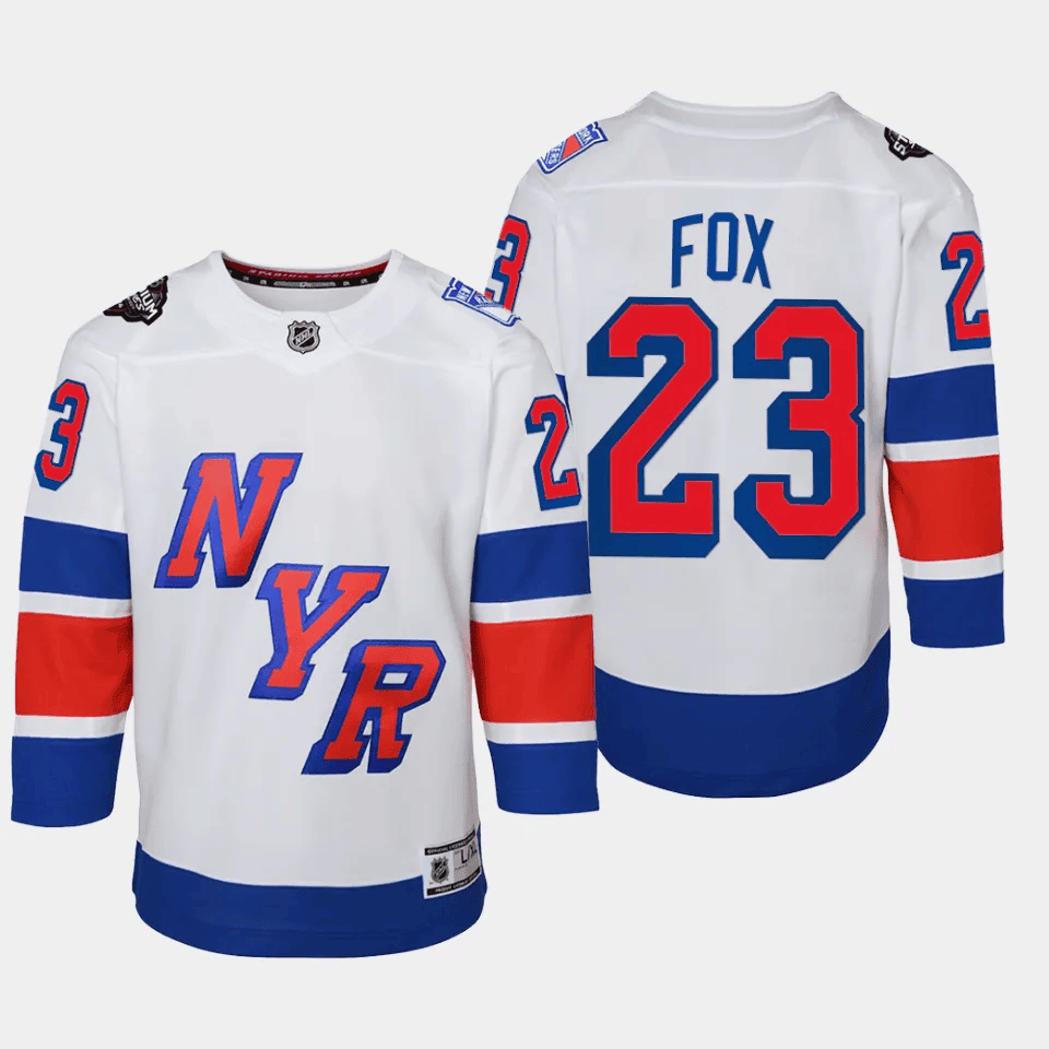 Alternative view of Adam Fox 23 New York Rangers 2024 NHL YOUTH Stadium Series Jersey - White - JS832 