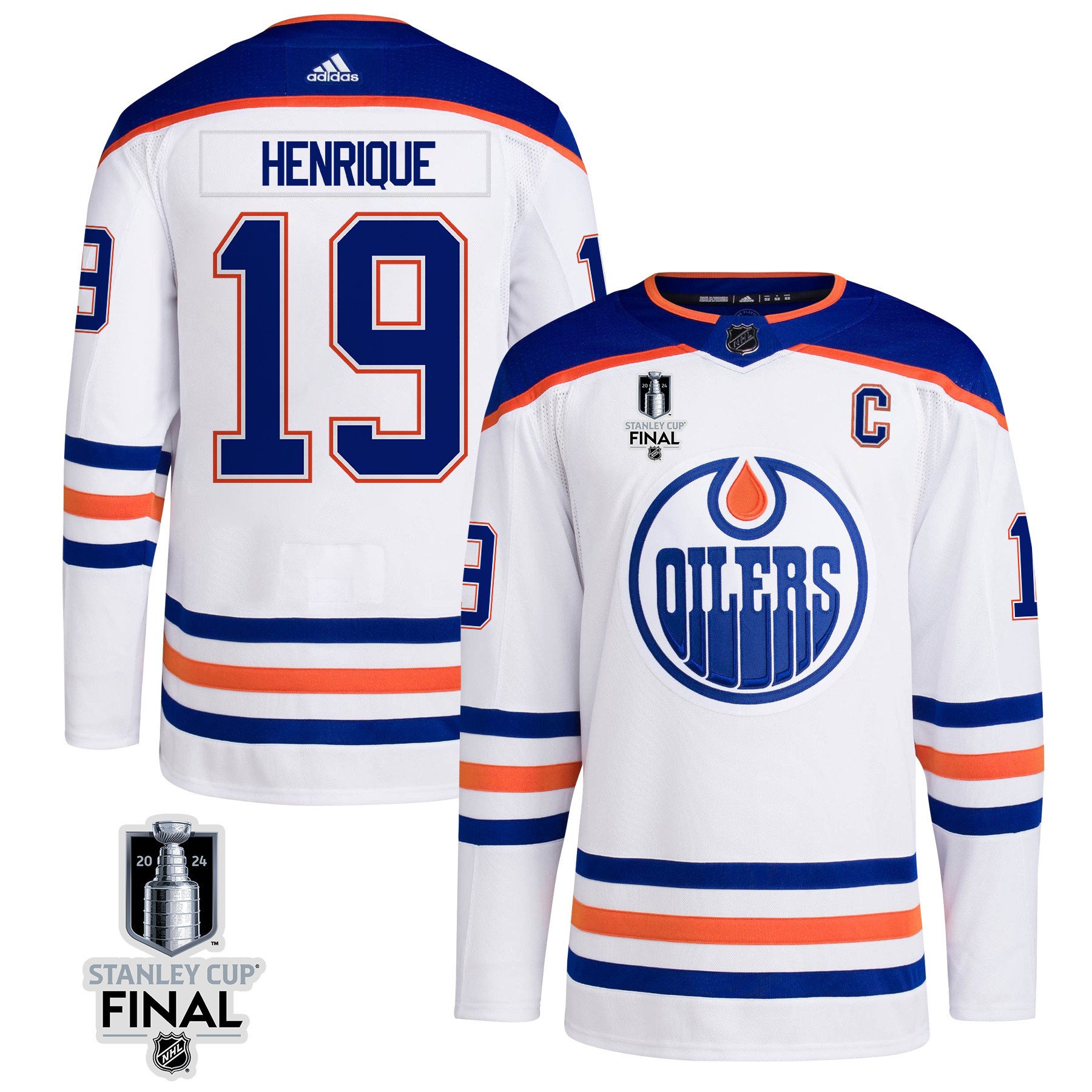 Adam Henrique 19 Edmonton Oilers 2024 STANLEY CUP Final Away Jersey - Men, White - JS971 