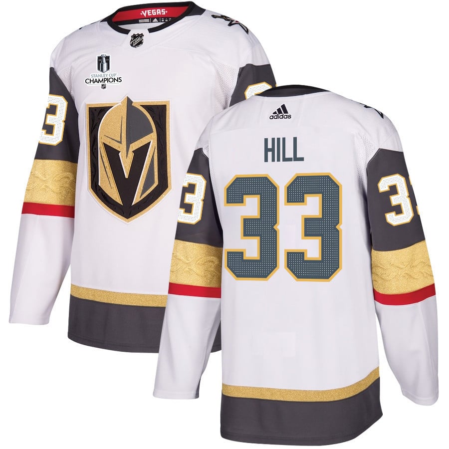 Adin Hill 33 Vegas Golden Knights Stanley Cup 2023 Champions Patch Away Breakaway Men Jersey - White - JS462 