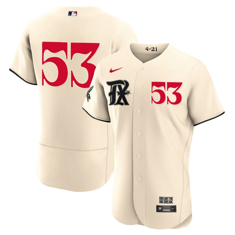 Adolis García 53 Texas Rangers 2023 City Connect Flex Base Elite Jersey - Cream - JS851 