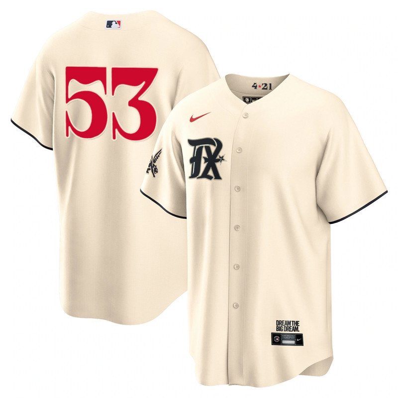 Adolis García 53 Texas Rangers 2023 City Connect Game Jersey - Cream - JS666 