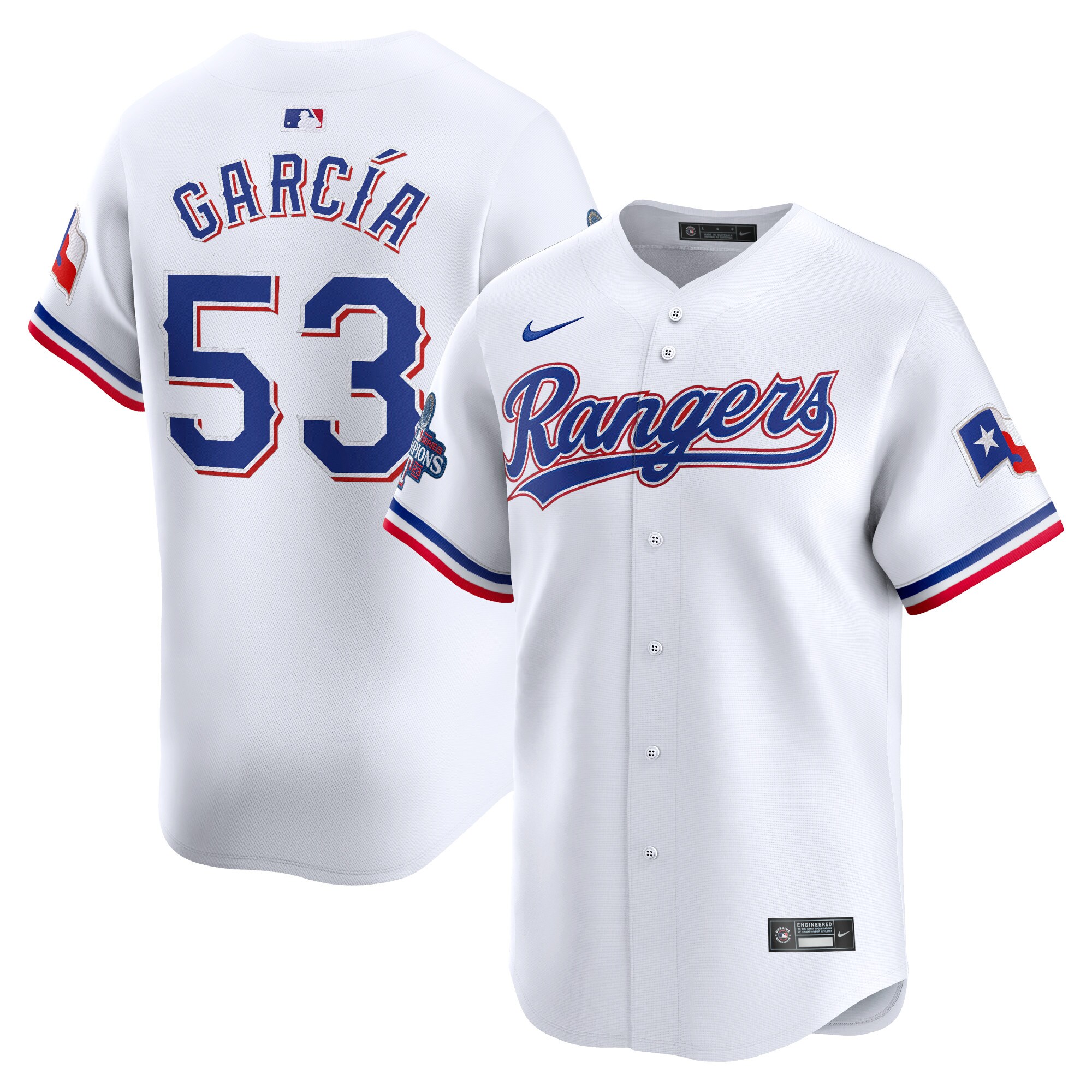 Adolis GarcÃƒÆ’Ã‚Â­a Texas Rangers Home 2023 World Series Champions Limited Jersey - White