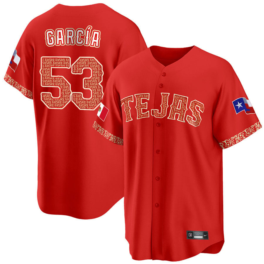 Adolis Garcia 53 Texas Rangers Mexican Collection Baseball Men Jersey - Red - JS681 