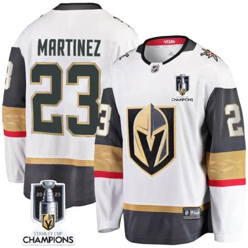 Alec Martinez 23 Vegas Golden Knights 2023 Stanley Cup Champions Patch Breakaway Jersey - White - JS872 