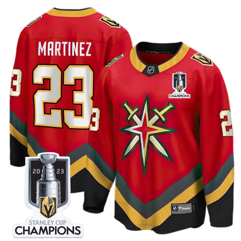 Alec Martinez 23 Vegas Golden Knights 2023 Stanley Cup Champions Patch Reverse Editon Jersey - Red - JS251 