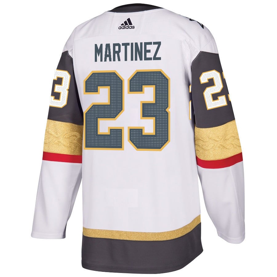 Alternative view of Alec Martinez 23 Vegas Golden Knights Stanley Cup 2023 Final Patch Away Breakaway Men Jersey - White - JS269 