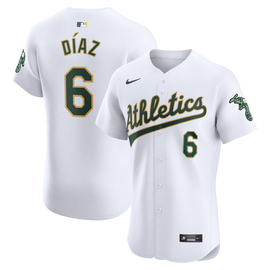 Aledmys Diaz 6 Oakland Athletics Home Elite Player Men Jersey - White 