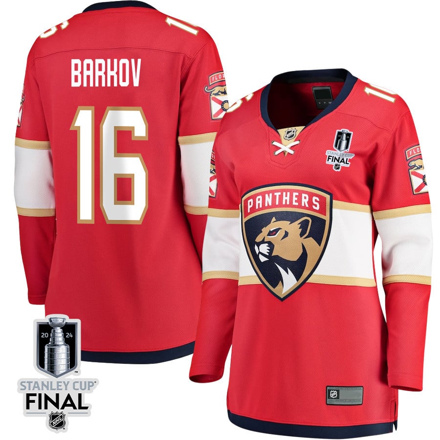Aleksander Barkov 16 Florida Panthers 2024 STANLEY CUP Final Women's Home Breakaway Jersey - Red - JS909 