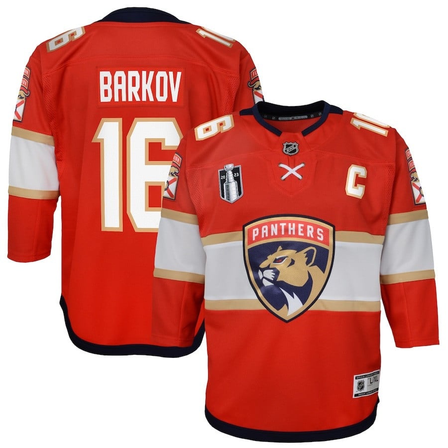 Aleksander Barkov 16 Florida Panthers Youth 2023 Stanley Cup Final Home Jersey - Red - JS407 