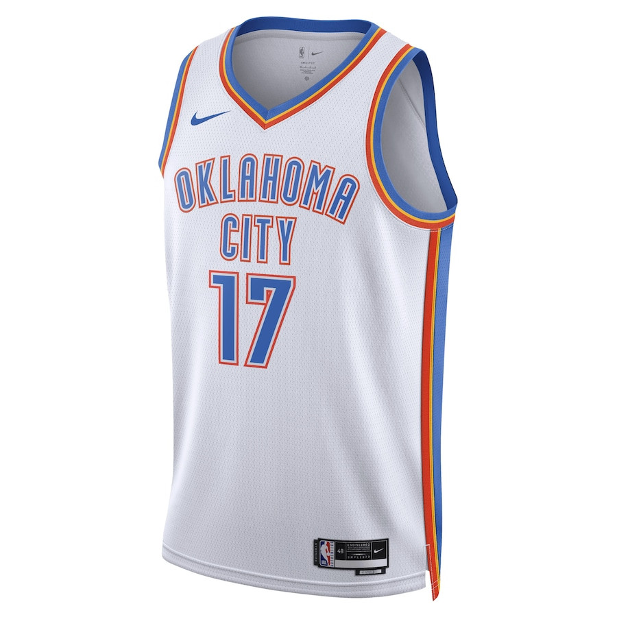 Alternative view of Aleksej Pokusevski 17 Oklahoma City Thunder Unisex Swingman Jersey - Association Edition - White - JS912 