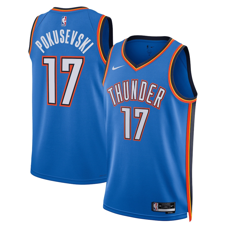 Aleksej Pokusevski 17 Oklahoma City Thunder Unisex Swingman Jersey - Icon Edition - Blue - JS572 