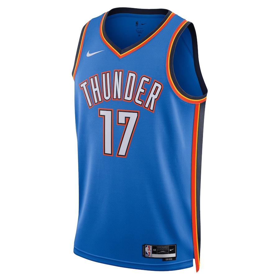 Alternative view of Aleksej Pokusevski 17 Oklahoma City Thunder Unisex Swingman Jersey - Icon Edition - Blue - JS572 