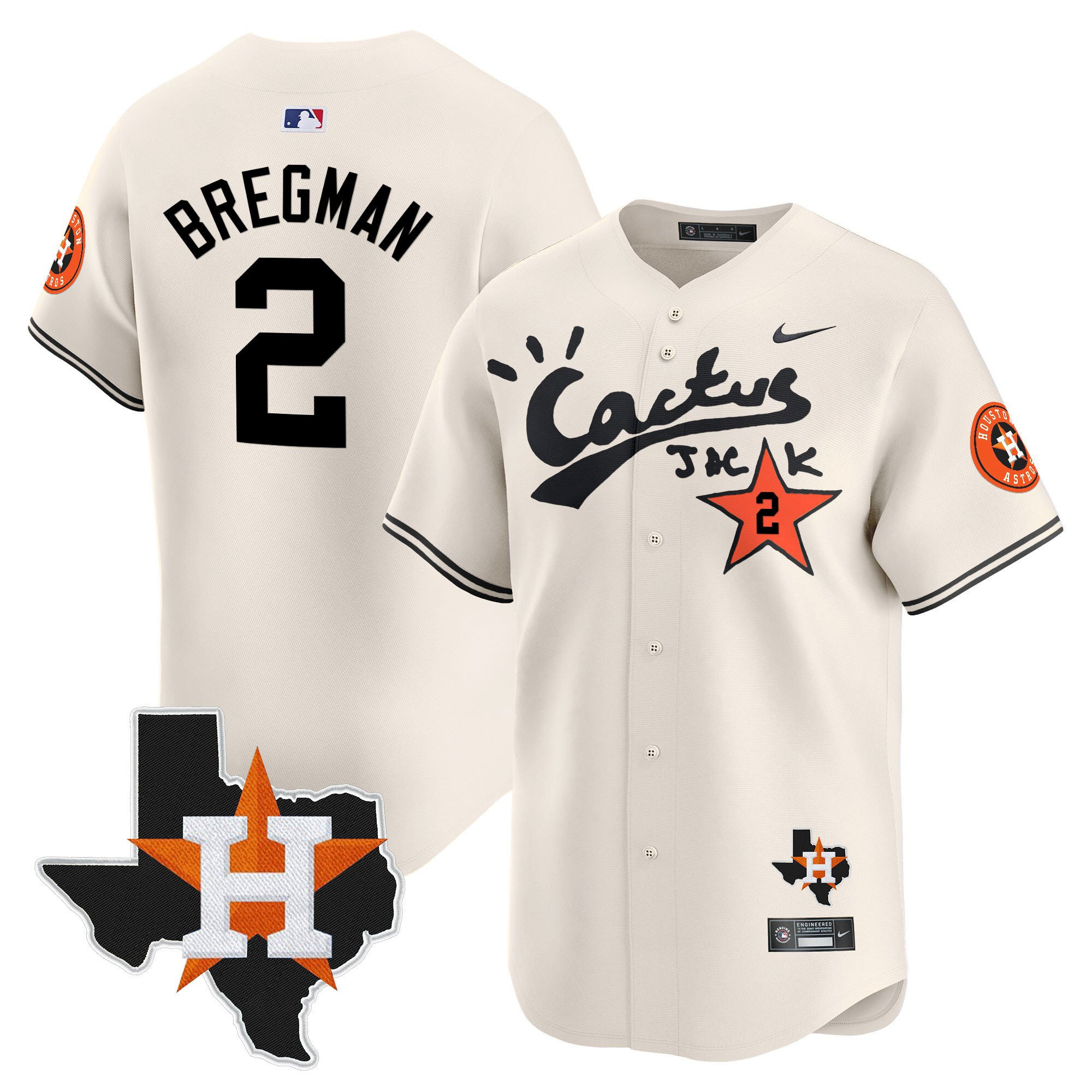Alex Bregman 2 Houston Astros Cactus Jack Limited Jersey Houston Patch - Men 