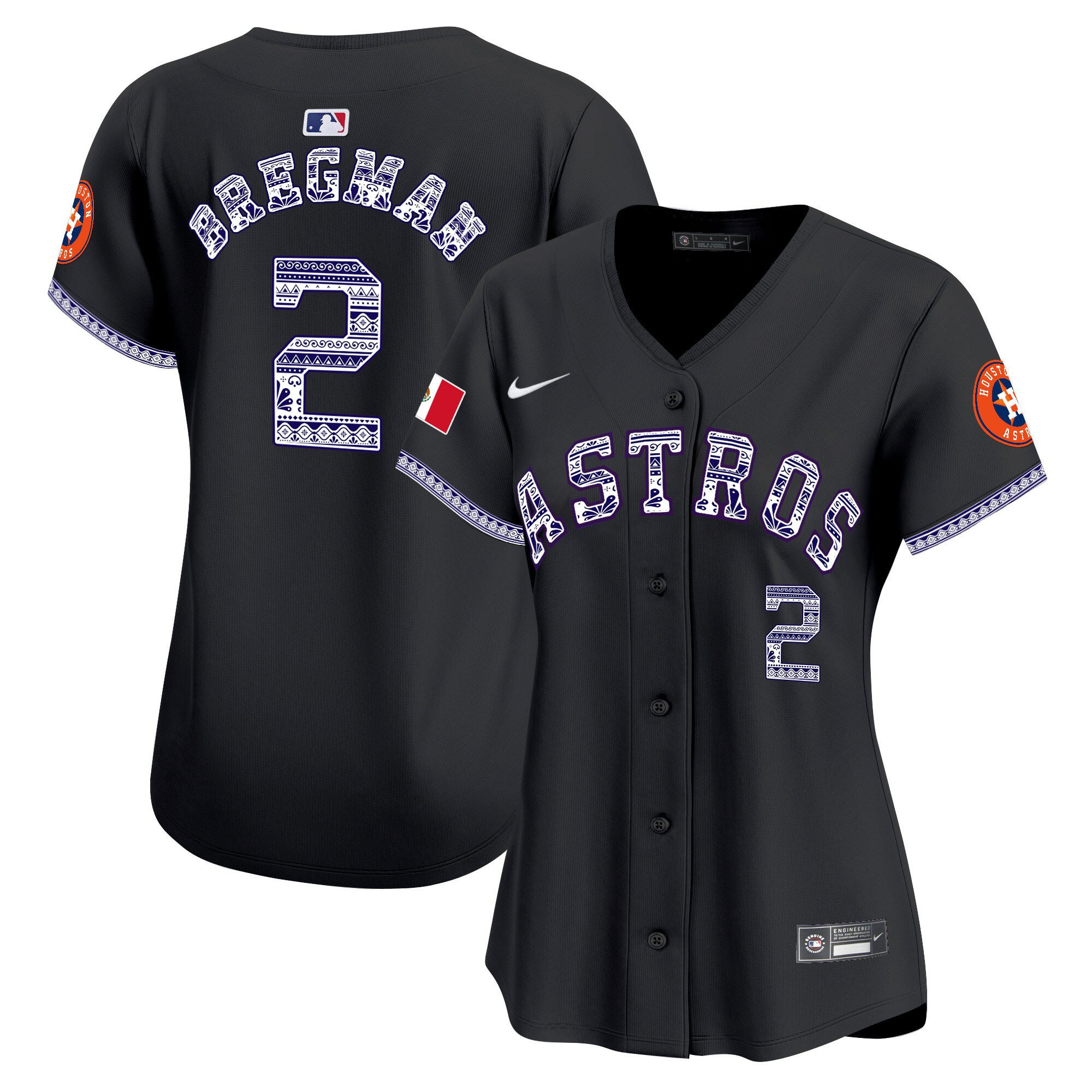 Alex Bregman 2 Houston Astros Mexico Women Jersey - Black 