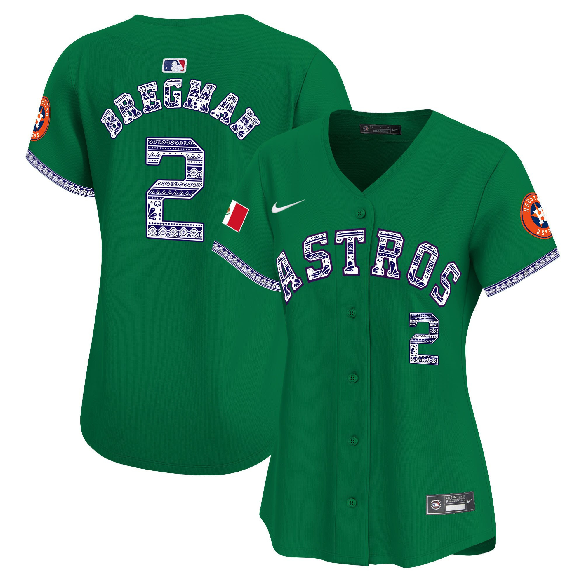 Alex Bregman 2 Houston Astros Mexico Women Jersey - Green 