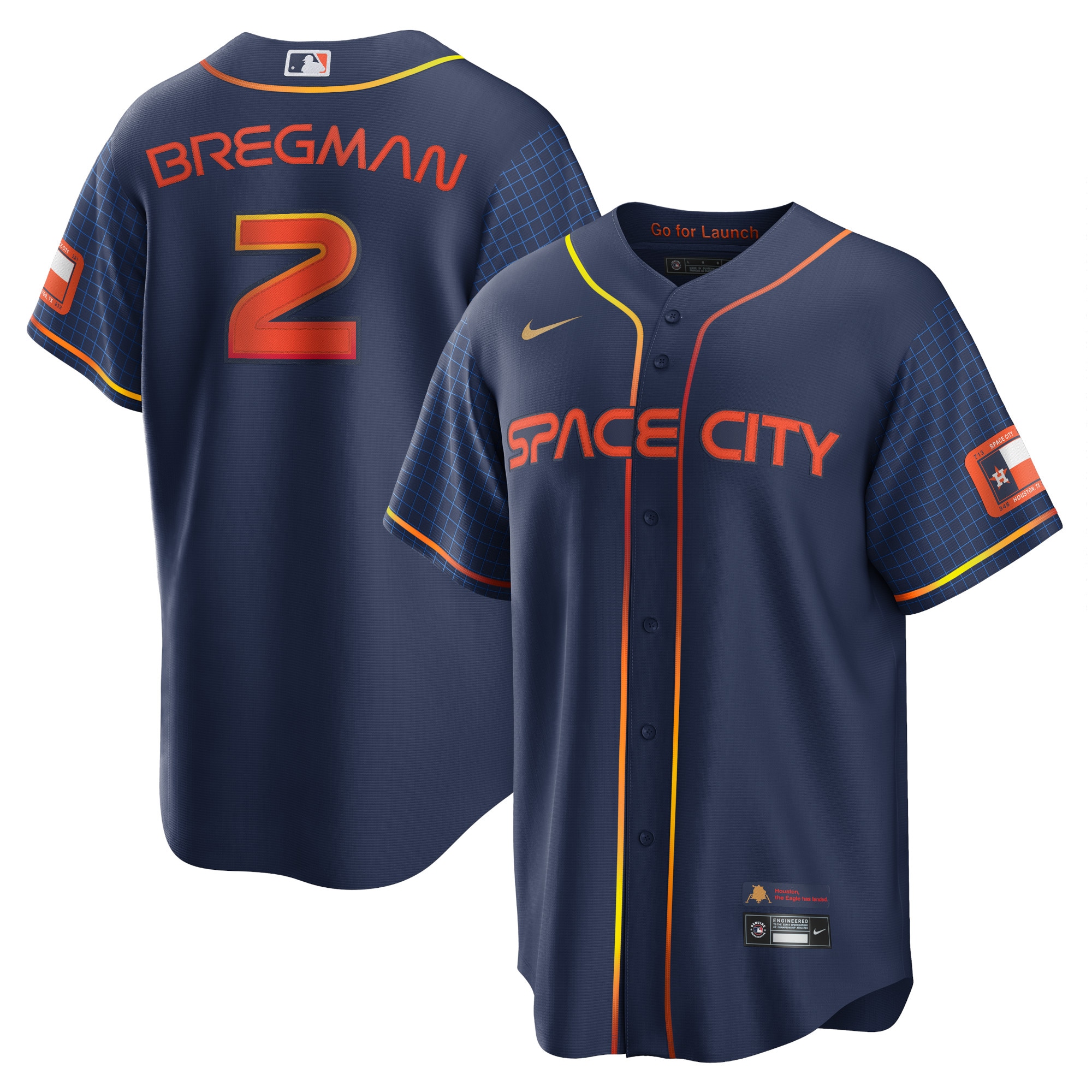 Alternative view of Alex Bregman Houston Astros 2022 City Connect Replica Player Jersey - Navy