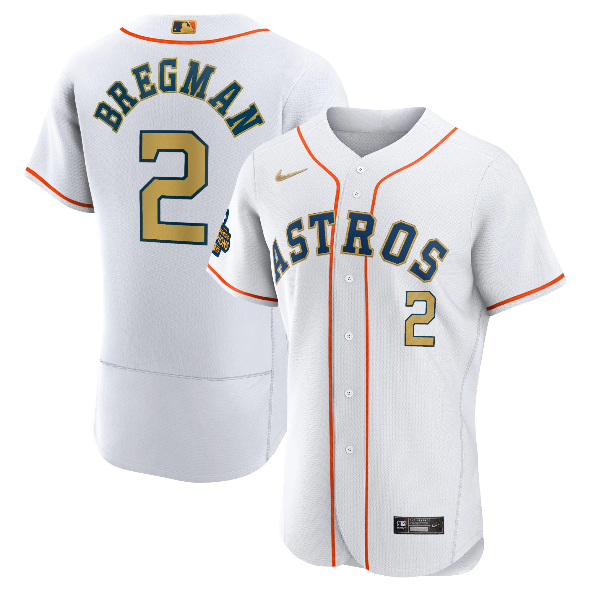 Alex Bregman Houston Astros 2023 Gold Collection Authentic Player Jersey - White