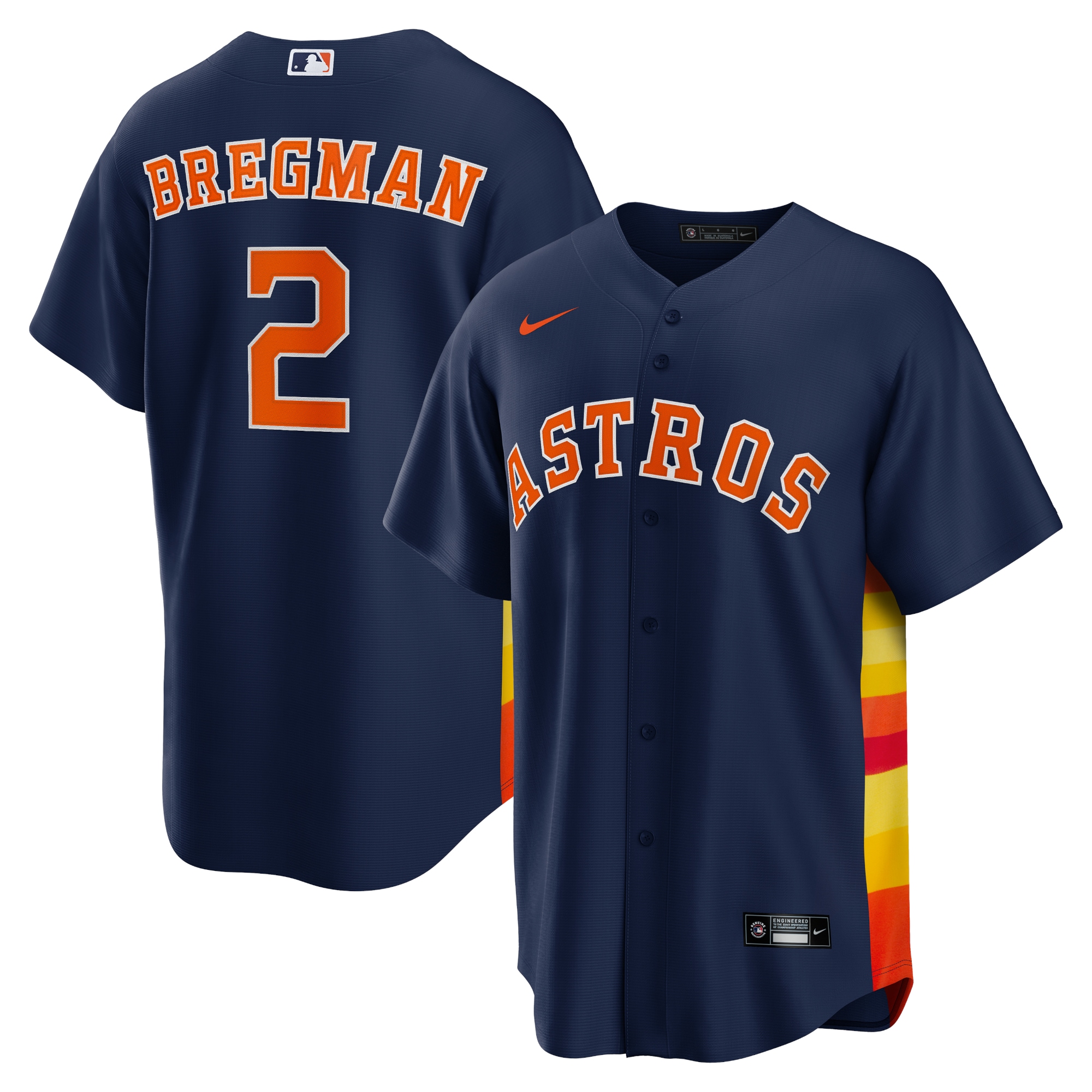 Alternative view of Alex Bregman Houston Astros Alternate Replica Player Name Jersey - Navy