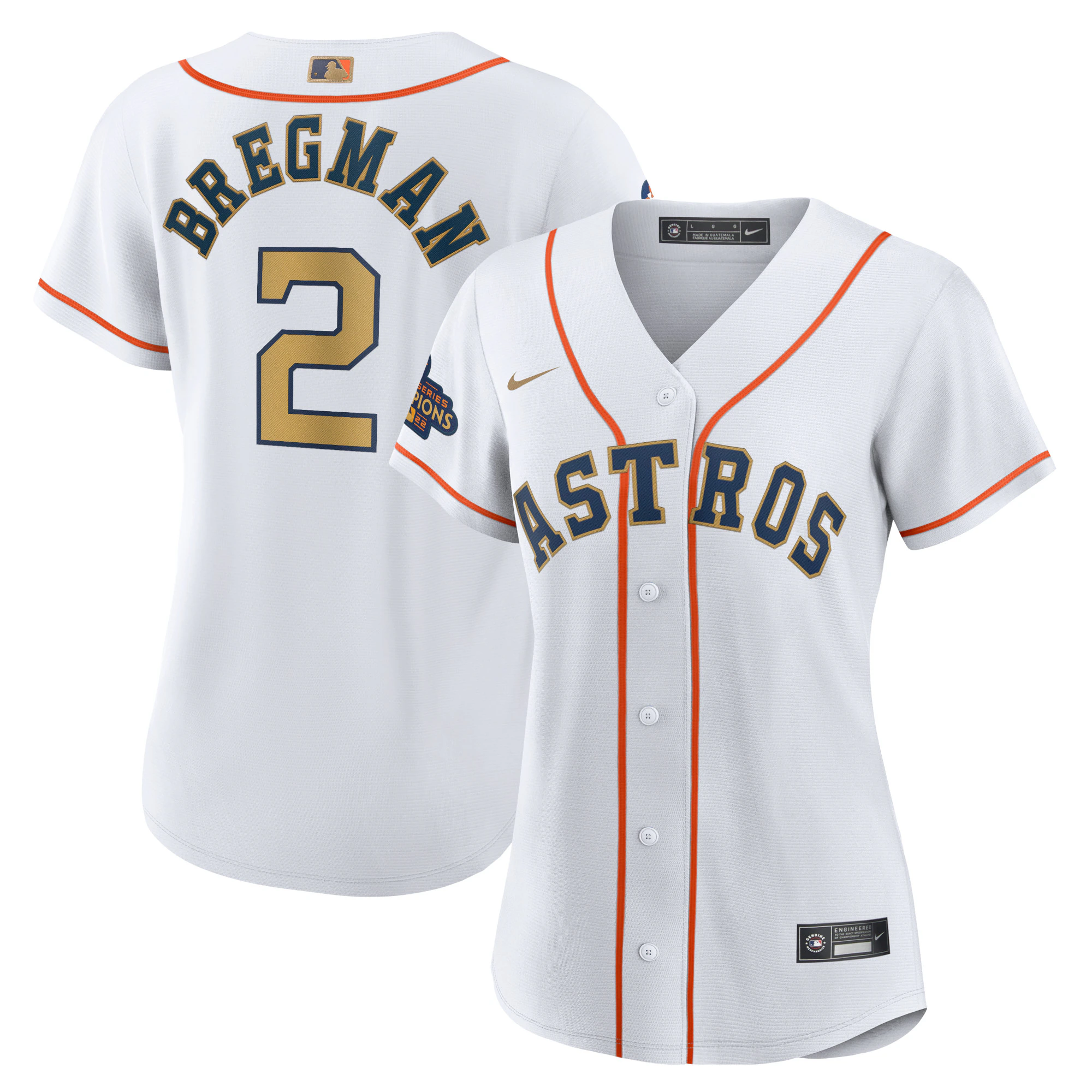 Alex Bregman Houston Astros Women's 2023 Gold Collection Replica Player Jersey - White/gold