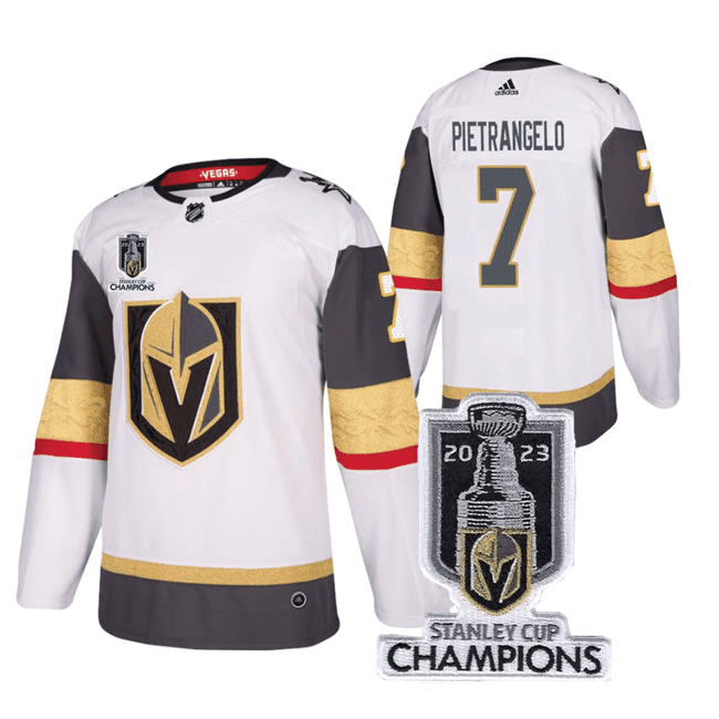 Alex Pietrangelo 7 Vegas Golden Knights 2023 Stanley Cup Champions Patch Breakaway Jersey - White - JS442 