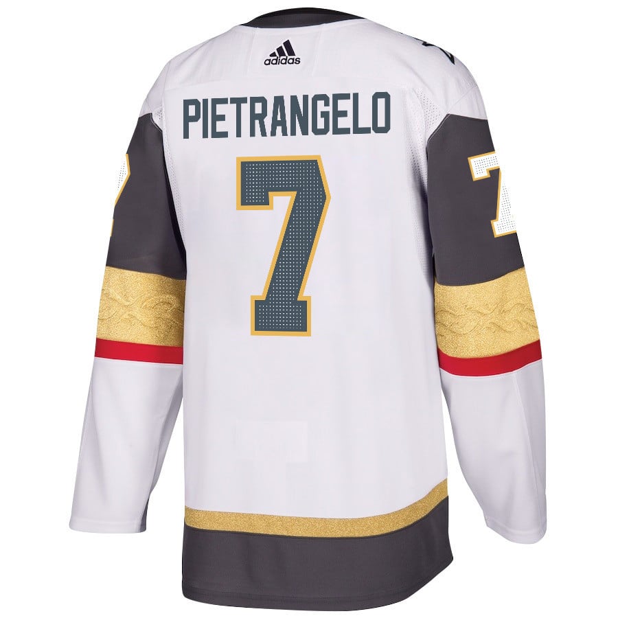 Alternative view of Alex Pietrangelo 7 Vegas Golden Knights Stanley Cup 2023 Champions Patch Away Breakaway Men Jersey - White - JS191 