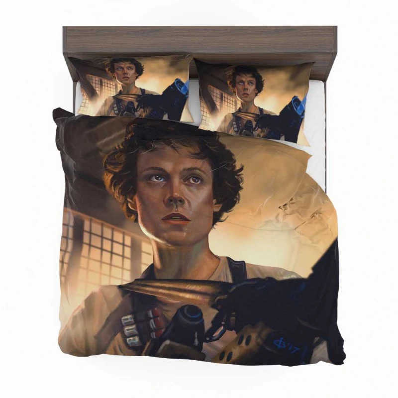 Alternative view of Aliens Movie Cas Ellen Ripley Sigourney Weaver Bedding Set - Custom Bedding Set