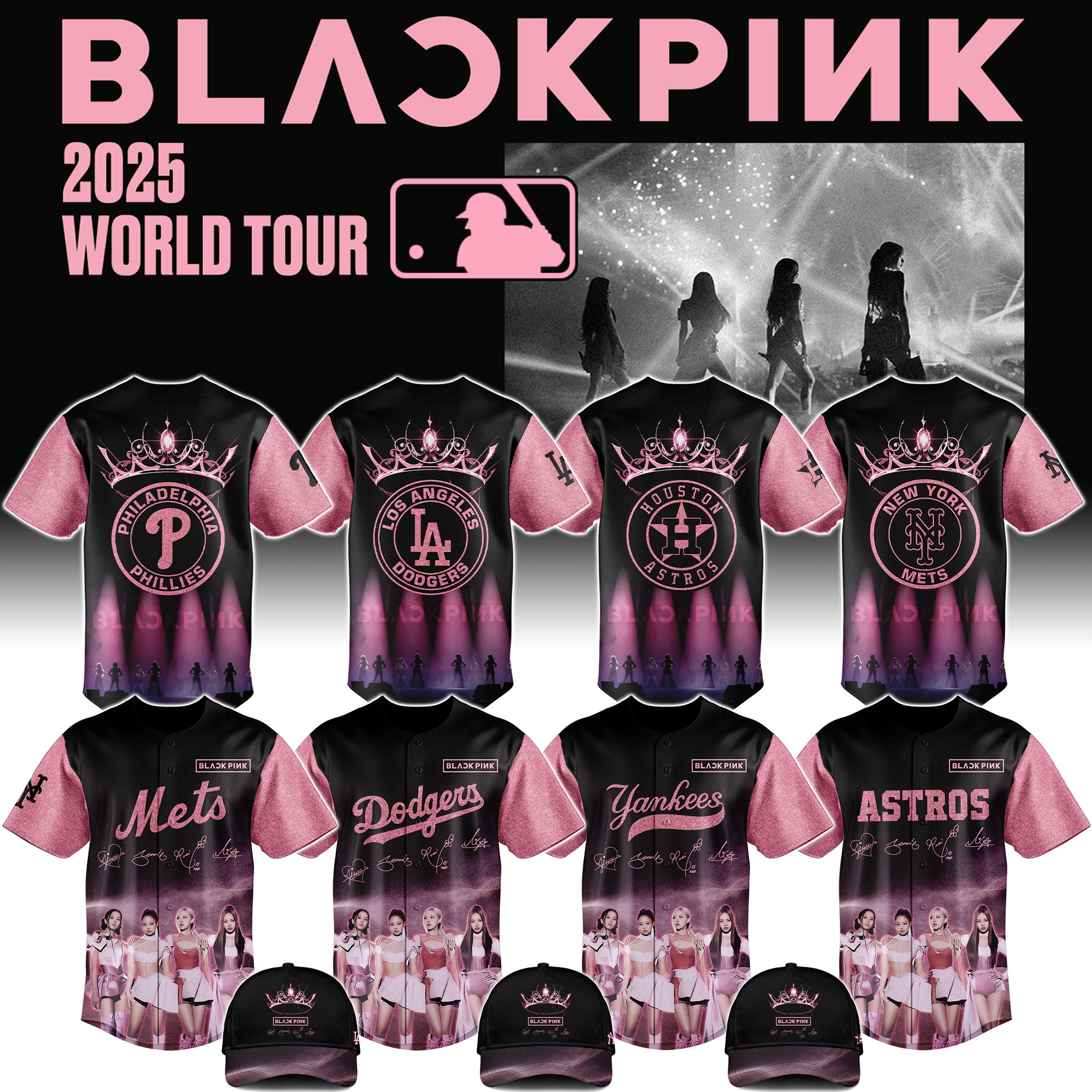 All Team Mlb X Blackpink Crown Baseball Jersey