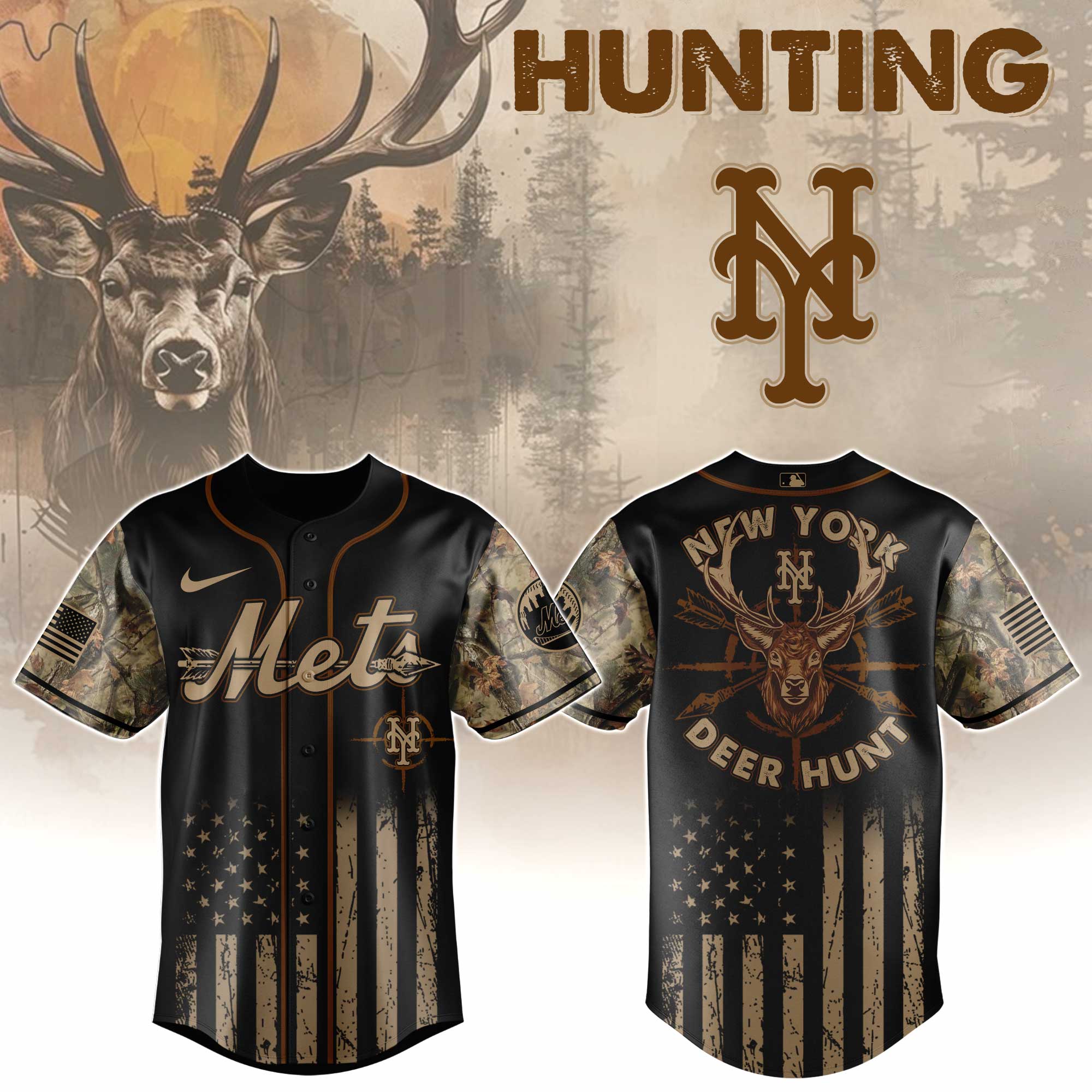 Alternative view of All Team Mlb X Deer Hunting Baseball Jersey