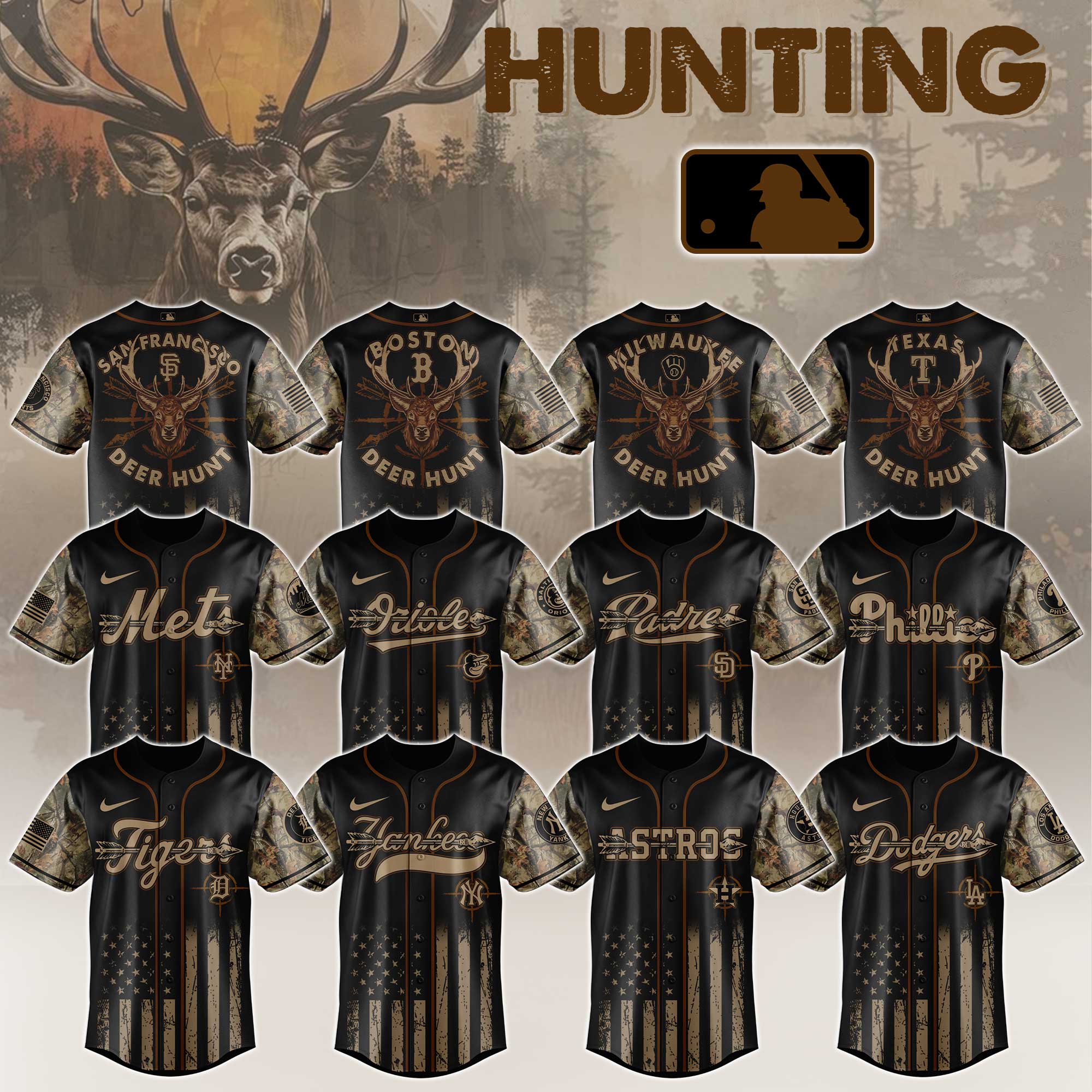 All Team Mlb X Deer Hunting Baseball Jersey