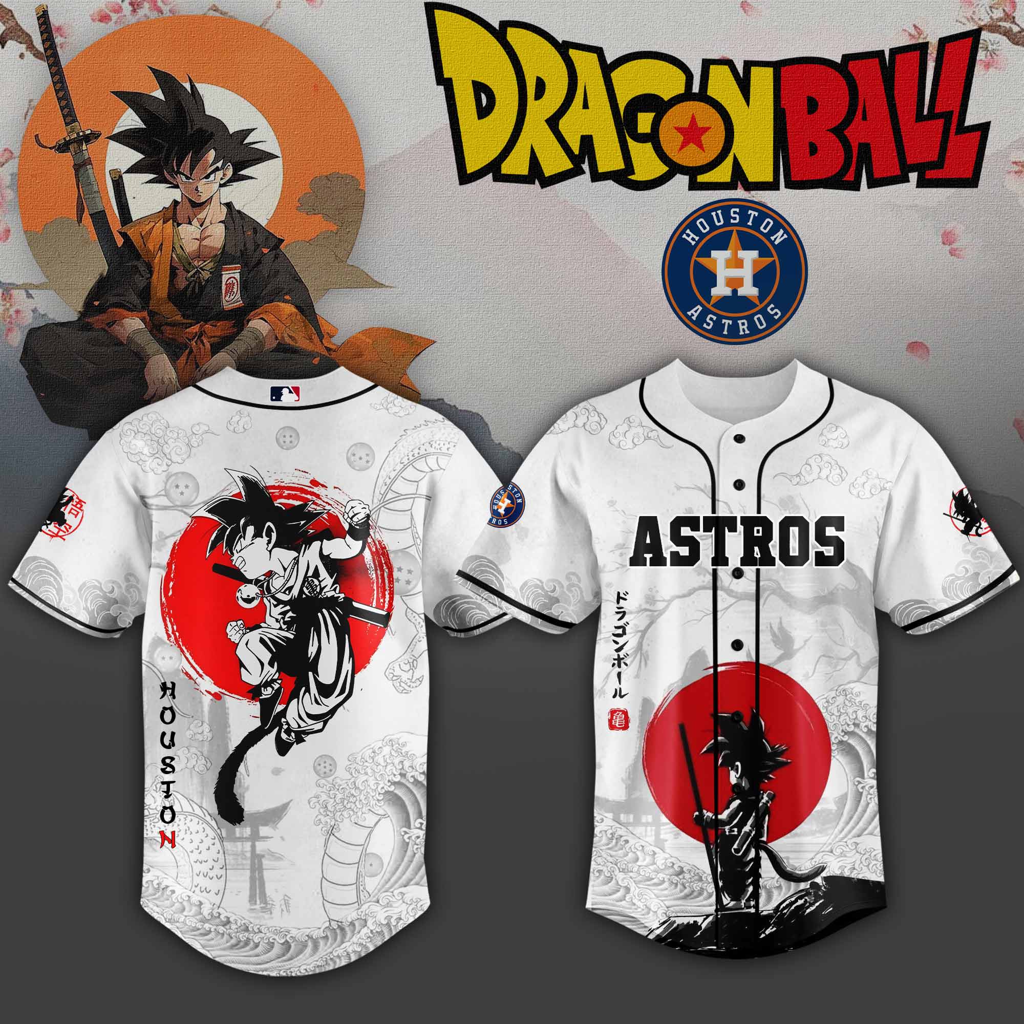 Alternative view of All Team Mlb X Dragon Ball Super Saiyan Baseball Jersey Collection