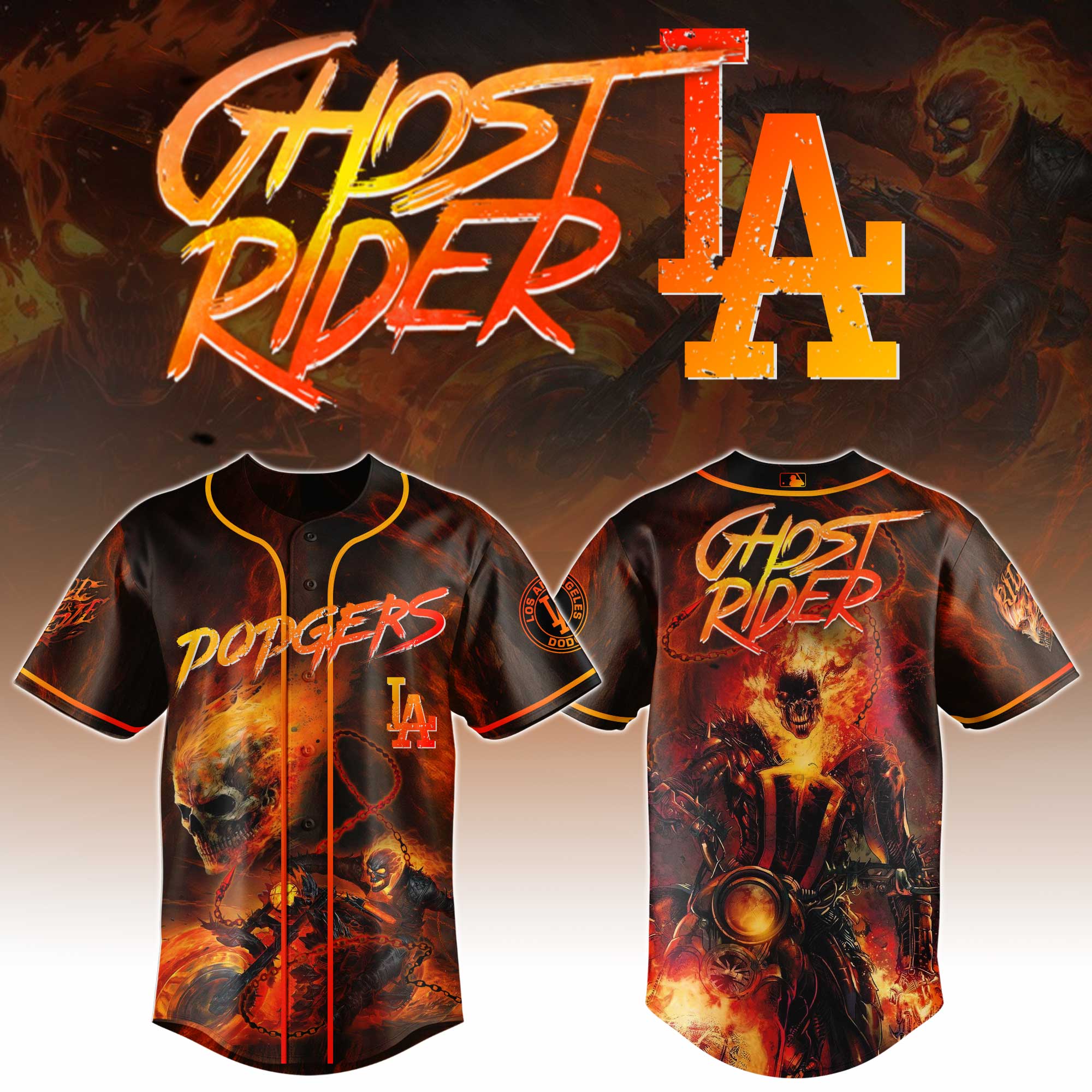 Alternative view of All Team Mlb X Ghost Rider Baseball Jersey
