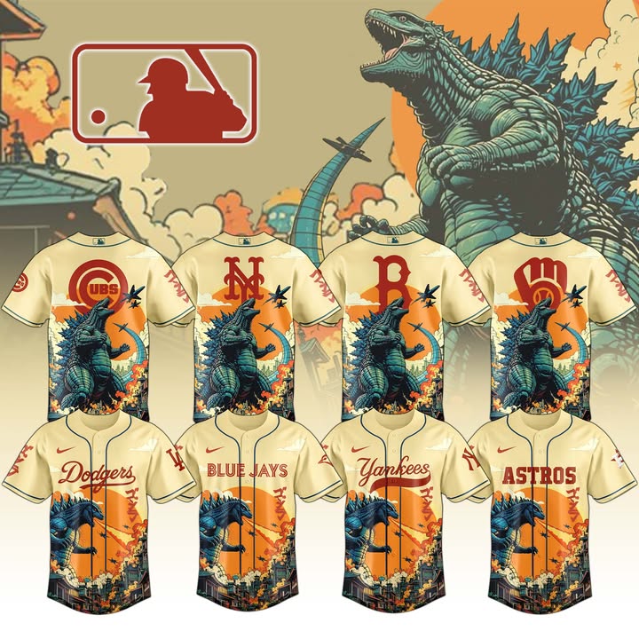 All Team Mlb X Godzilla Attack Baseball Jersey