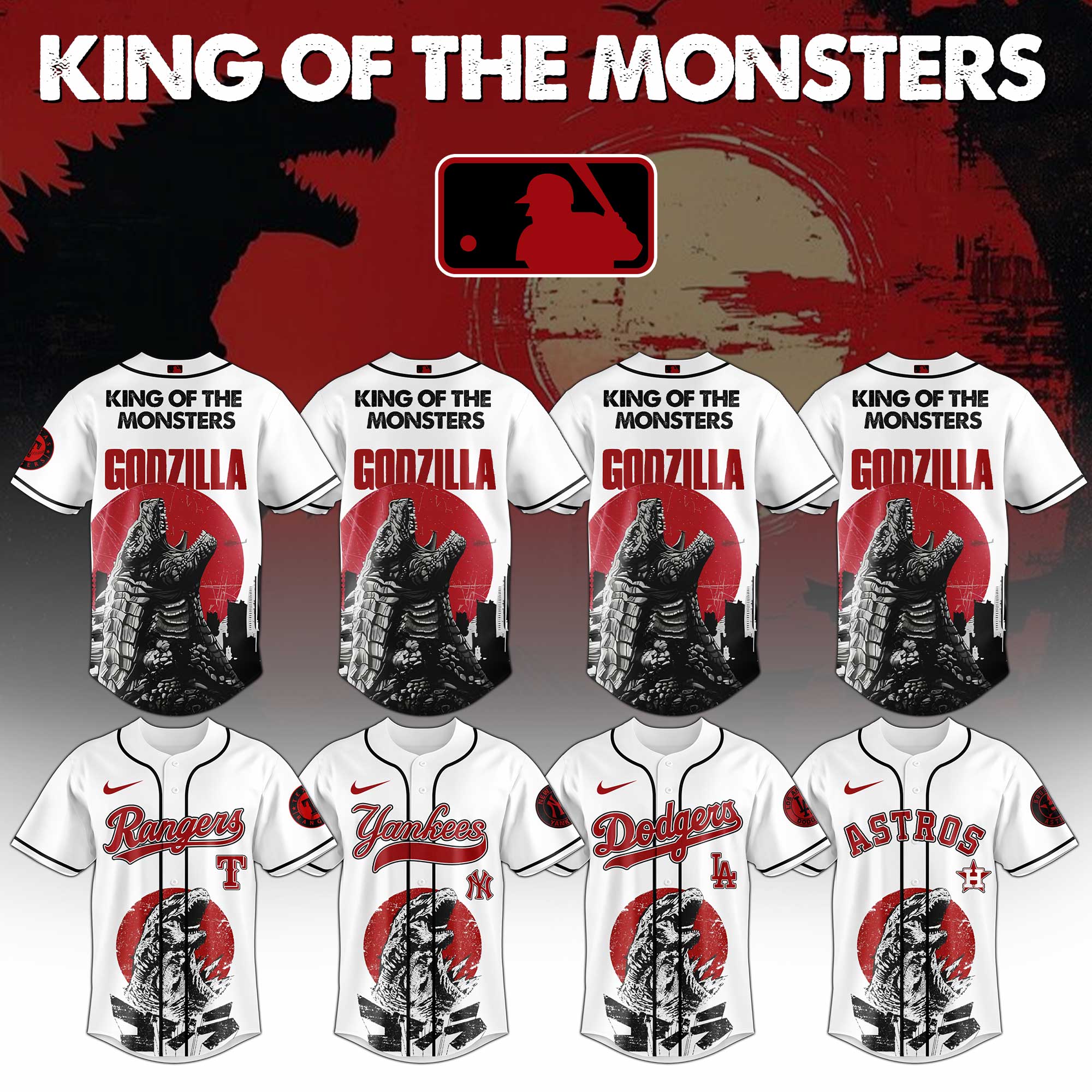 All Team Mlb X Godzilla King Of The Monsters Baseball Jersey