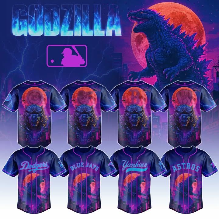 All Team Mlb X Godzilla Neon City Baseball Jersey