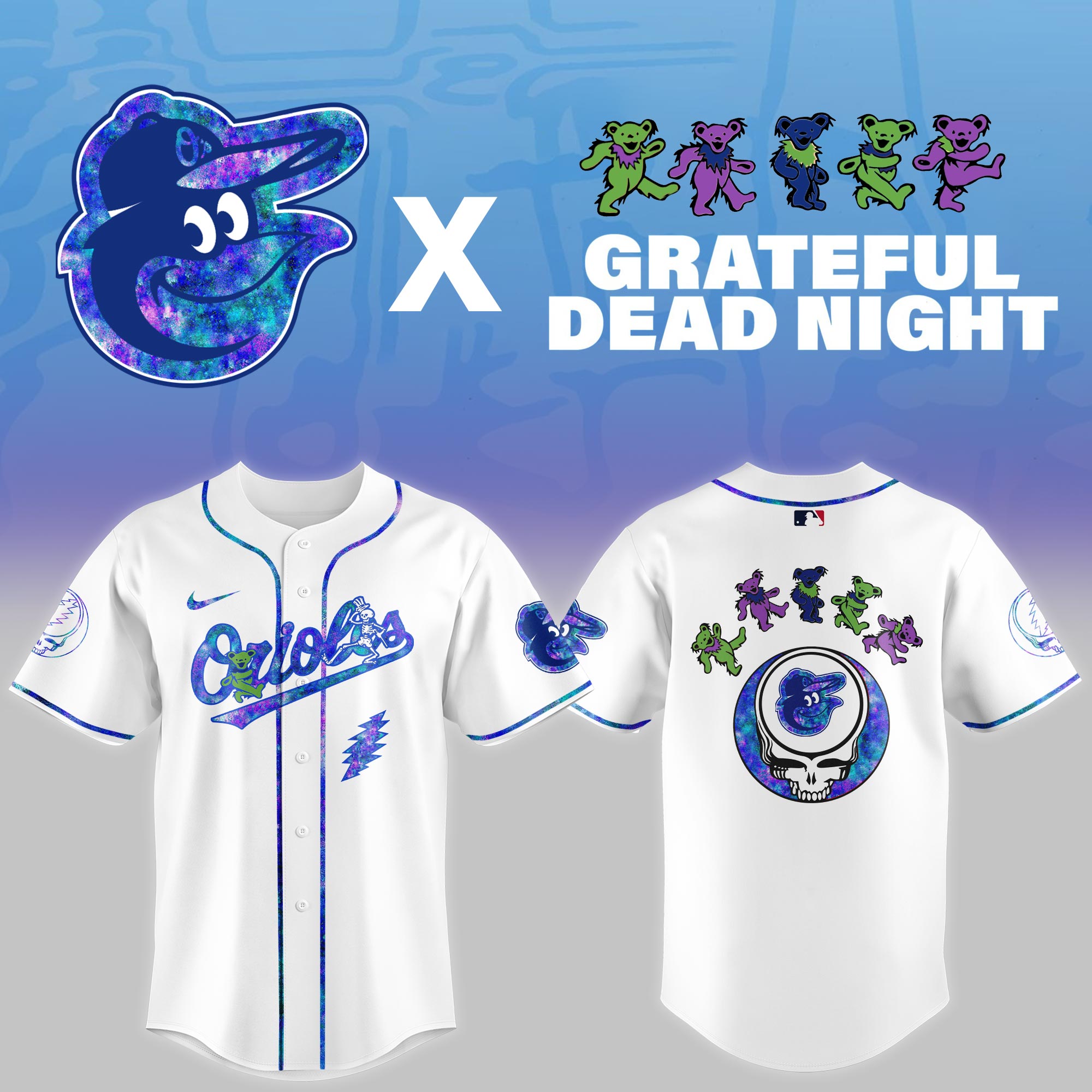 All Team Mlb X Grateful Dead Theme Night Game Baseball Jersey